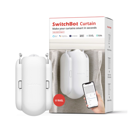 Moteur de Rideau Intelligent SwitchBot Curtain U Rail 2 Sans Fil - Blanc · Smarty Paris
